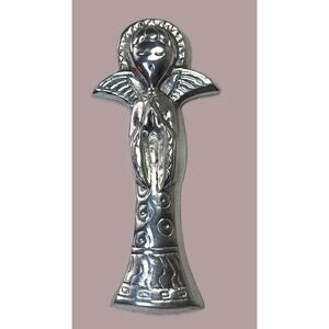 Metal Angel Wall Decor Silver Holiday Religious Cottagecore Minimalist
